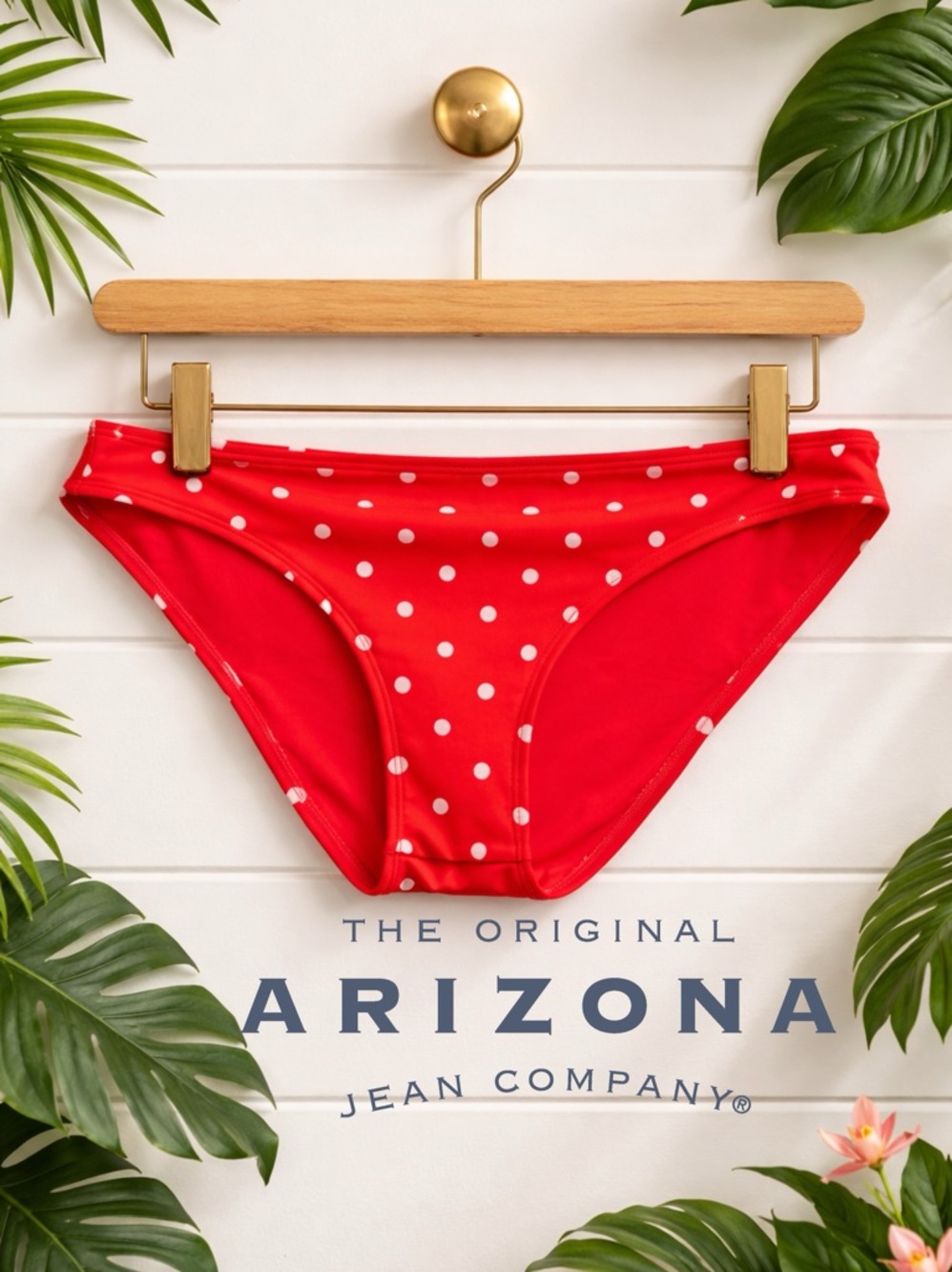 ❤️ 🩶 Arizona Jean Co Bikini Bottoms Polka Dot Size M Beachy New Condition